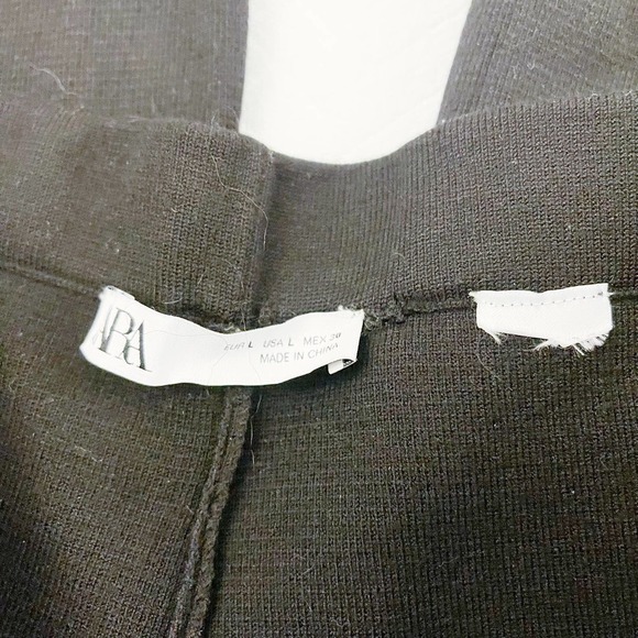 Zara Wide Leg Cropped Pants Black White Trim SZ L - Picture 4 of 8